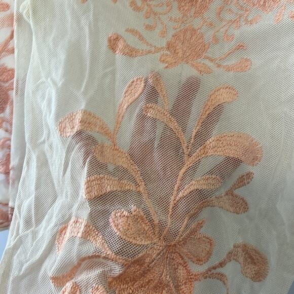 Free People Cream & Pink Mesh Embroidered Bell Sleeve Cotton Blend Tunic Top - Picture 7 of 11